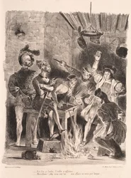 Ilustracje dla Fausta: Mefistofeles w karczmie studenckiej, 1828.