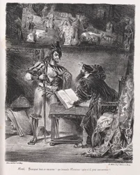 Ilustracje do Fausta: Méphistophélés odwiedza Fausta, 1828.