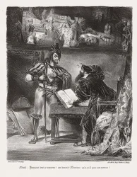 Mefistofeles pojawia się w Fauście (Mefisto pojawia się jako Faust). 1828