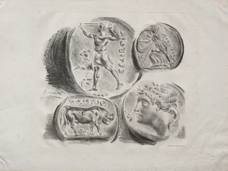 Arkusz czterech medali antycznych, 1825.