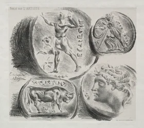Arkusz z czterema antycznymi medalami, 1825.