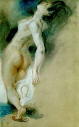 Studium śmierci Sardanapalusa (pastel, czerwona i biała kreda na papierze)