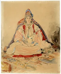 Żydowskie małżeństwo w Tangerze. Rysunek akwarelowy Eugene Delacroix (1798-1863)