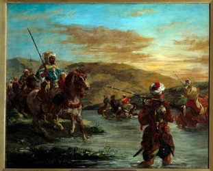 Przejście śladu w Maroku. Obraz Eugene Delacroix (1798-1863)