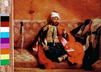Tureckie palenie na kanapie. Obraz Eugene Delacroix (1798-1863)