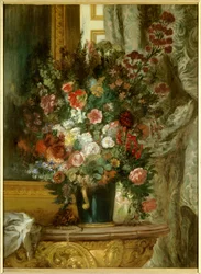 Wazon z kwiatami na konsoli Obraz Eugene Delacroix (1798-1863) 1850 Wym.1,35 x 1,02 m Montauban, Musee Ingres