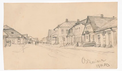 Ulica w Oszmianie; verso: zarys drzwi