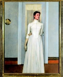 „Portret Marguerite Khnopff” siostry artysty - Obraz Fernanda Khnopffa (1858-1921)