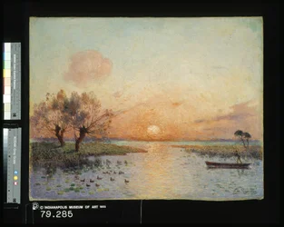A lagoa ao pôr do sol (La Mare Au Coucher Du Soleil) (óleo sobre tela)polonês