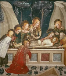 Jezus w grobie z apostołami i matką (fresk)