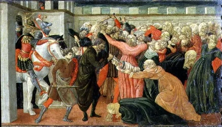 Rzeź niewiniątek, detal panelu predelli, ok. 1470