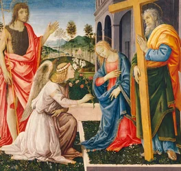 Zwiastowanie i święci, Filippino Lippi (1457-ca 1504), olej na płótnie