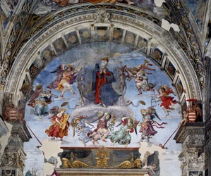 Wniebowzięcie Najświętszej Marii Panny, detal. Fresk Filippina Lippiego (1457-1504), 1488-1492, Rzym, kościół Santa Maria sopra Minerva, kaplica Carafa, Włochy