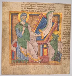 Miniatura z Biblii łacińskiej: Św. Łukasz