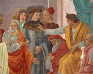 Święty Piotr konfrontuje się z Szymonem Magiem przed Neronem, Filippino Lippi, detal fresku
