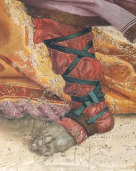 Święty Filip prowadzący smoka ze świątyni Hieropolis, fragment obuwia, fresk