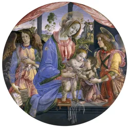 Madonna z Dzieciątkiem z Dzieciątkiem Św. Janem i dwoma aniołkami, połowa lat 80. XIV w. (tempera na desce)