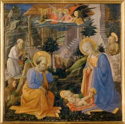 Adoracja Dzieciątka ze świętym Hilarionem i aniołami
aniołami ... (tempera na drewnie)