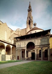 Widok kaplicy Pazzi autorstwa Filippo Brunelleschi (1377-1446)