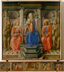 Madonna z dzieciątkiem i czterema świętymi (tempera na drewnie)