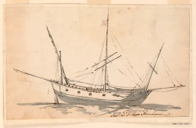 Rysunek przedstawiający żaglowiec, ok. 1780 r.