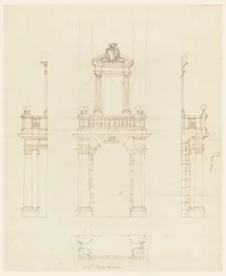 Rysunek, obudowa i rama drzwi, 1750-75