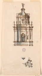 Rysunek, projekt tabernakulum, 1750-1775