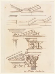 Rysunek, studia nad belkowaniem i frontonem, ok. 1770 r.