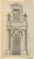 Rysunek, Elewacja dolnej środkowej części rezydencji miejskiej, 1770-85