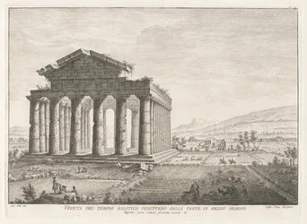 Widok Peripteral Hexastyle Temple od południa, z Antichit? Pesto (Antyki Paestum)