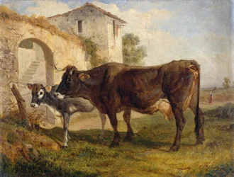 Powrót z pastwiska, Filippo Palizzi (1818-1899), olej na karcie, 32x24 cm, Włochy