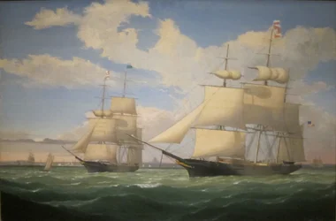 Statki "Winged Arrow" i "Southern Cross" w porcie w Bostonie
