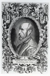 Abraham Ortelius, frontyspis do swojego Teatru Świata, 1579