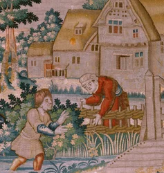 Flamandzki gobelin. Klaskanie w dłonie. Atelier Oudenaarde. XVII wiek.