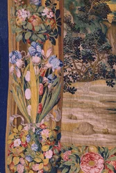 Flamandzki gobelin. Seria Apokalipsa: Święty Michał pokonujący smoka. Atelier Willem Dermoyen, Bruksela. Około 1553-1555. Szczegół.