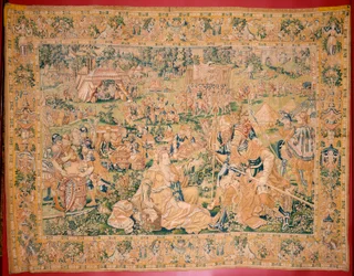 Flamandzki gobelin. Seria Księga Judyty. Ścięcie Holofernesa (La decapitación de Holofernes). Siódmy gobelin w serii. Produkcja Holandia, Bruksela(?). Druga połowa XVI wieku. Tkanina Wełna. Lokalizacja Kościół św. Mikołaja