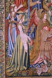 Flamandzki gobelin. Seria Historia św. Jana Chrzciciela: Chrzest Chrystusa (Het doopsel van Christus). Atelier w Brukseli. 1515-1520.