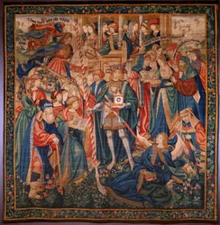 Flamandzki gobelin. Triumf czasu (De triomf van de Tijd, El triunfo del Tiempo). Wełna i jedwab. 347x342cm. Prywatna kolekcja. ok. 1504.