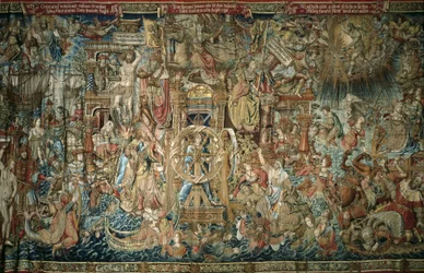 Fortune (1520-1525), gobelin z serii Honours of the Royal Palace of the Granja de San Ildefonso - AELST III, Pieter van (ok. 1495-1555). Fortuna. 16 v. Hiszpania. KASTYLIA I LEON. Real Sitio de San Ildefonso. Pałac królewski La Granja de San Ildefonso