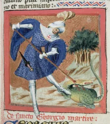 Pani Gen IIII f.81r St George and the Dragon, ze Złotej legendy Jacobusa de Voragine (ok. 1228-98)