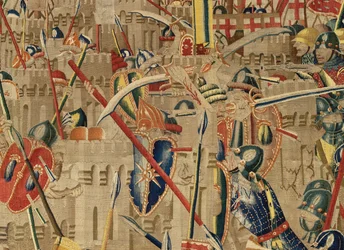 Muzeum Parafialne Gobelinów (Muzeum Parafialne Gobelinów z Pastrany). Flamandzki gobelin. Take of Asila (Take of Asila, Assault on Asila, De inname van Arzila). Seria Podboje króla Portugalii Alfonsa I. Turniej.