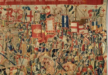 Muzeum Parafialne Gobelinów (Muzeum Parafialne Gobelinów Pastrana). Flamandzki gobelin. Take of Asila (Take of Asila, Assault on Asila, De inname van Arzila). Seria Podboje króla Portugalii Alfonsa I. Turniej.