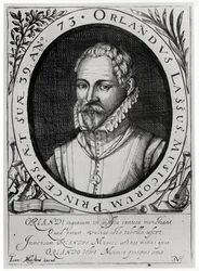 Portret Rolanda de Lassusa (1532-94) (rycina) (fot. bw)
