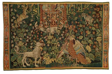 Gobelin, fragment Park au Cerfs, wykonany ok. 1500-25 r. (wełna)