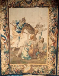 Katedra (Catedral de Santa María de Sigüenza). Kolekcja katedralna. Flamandzki gobelin. Historia Rzymu (?). Podpisano: „BB D EGGERMANS Ian Le Clerc, D Eggermans”. Bruksela. Początek XVII wieku.