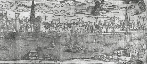 Widok na port w Antwerpii, detal prawej części, 1515-50