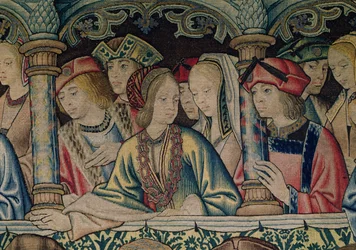 Kobiety na dworze Dawida, fragment z gobelinu Dawida i Batszeby, ok. 1510-15