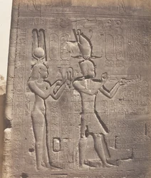 Dendera Tentyris, Świątynia Atora - Tylna Twarz - Kleopatra i ..., 1851-52, druk 1853-54.