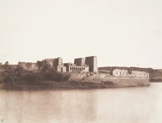 Wyspa Fileh Philæ, widok ogólny. Zdjęcie z północnego zachodu w punkcie A, 1851-52.