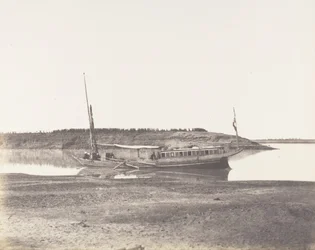 Louksor, Petit Bras du Nile - Voyageurs Barque, 1851-52, druk 1853-54.